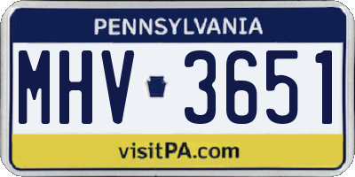 PA license plate MHV3651