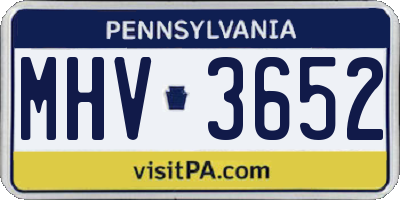 PA license plate MHV3652