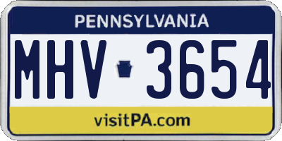 PA license plate MHV3654
