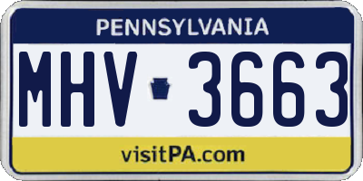 PA license plate MHV3663