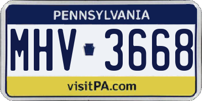 PA license plate MHV3668