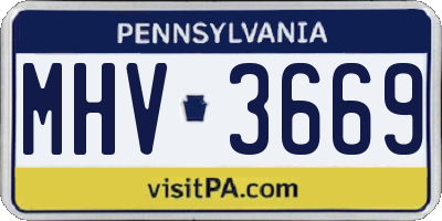 PA license plate MHV3669
