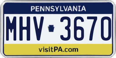 PA license plate MHV3670