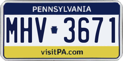 PA license plate MHV3671