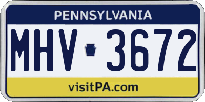 PA license plate MHV3672