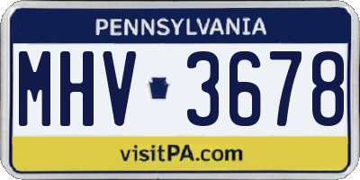 PA license plate MHV3678