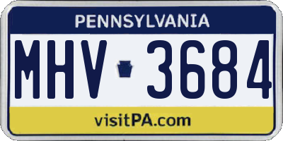PA license plate MHV3684