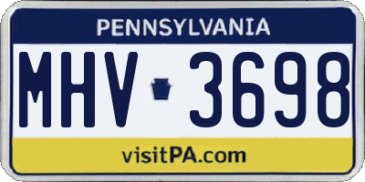 PA license plate MHV3698