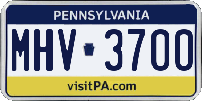 PA license plate MHV3700