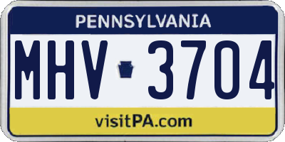 PA license plate MHV3704
