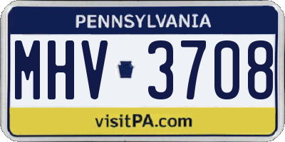 PA license plate MHV3708