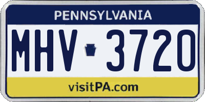 PA license plate MHV3720