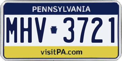PA license plate MHV3721