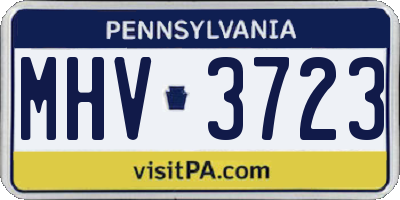 PA license plate MHV3723