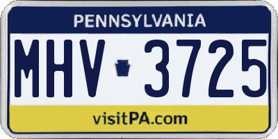 PA license plate MHV3725