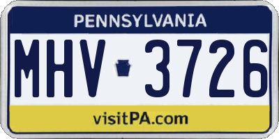 PA license plate MHV3726
