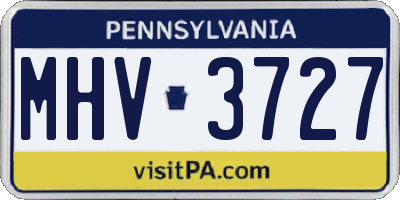 PA license plate MHV3727