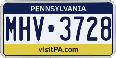 PA license plate MHV3728