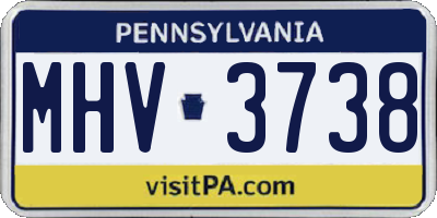 PA license plate MHV3738