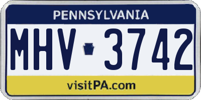 PA license plate MHV3742