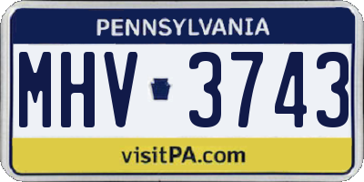 PA license plate MHV3743