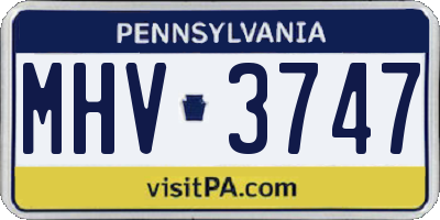 PA license plate MHV3747