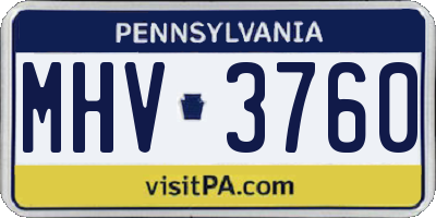 PA license plate MHV3760