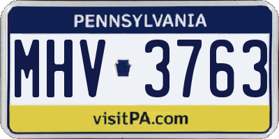 PA license plate MHV3763