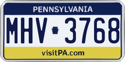 PA license plate MHV3768