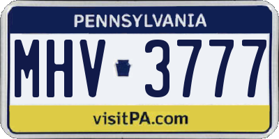 PA license plate MHV3777