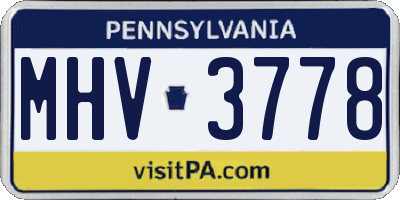 PA license plate MHV3778