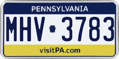 PA license plate MHV3783