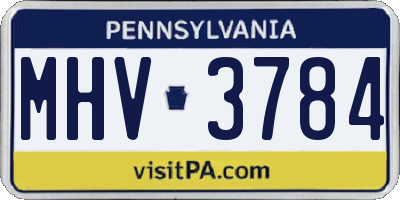 PA license plate MHV3784