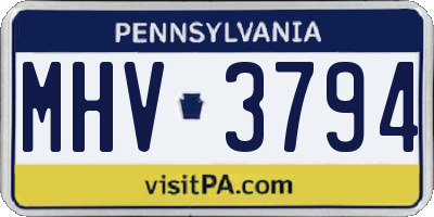 PA license plate MHV3794