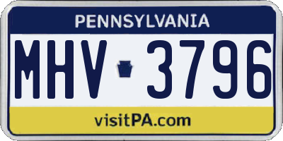 PA license plate MHV3796