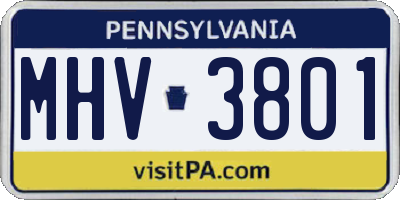 PA license plate MHV3801