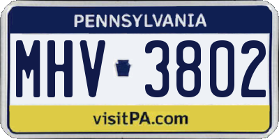 PA license plate MHV3802