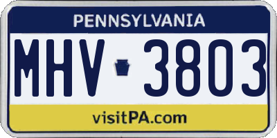 PA license plate MHV3803