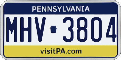 PA license plate MHV3804