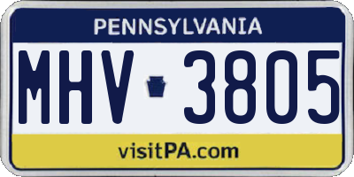 PA license plate MHV3805