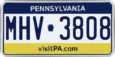 PA license plate MHV3808