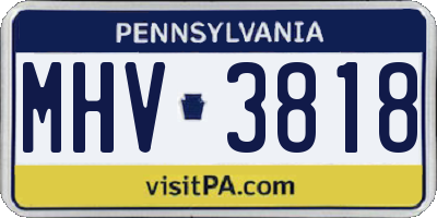 PA license plate MHV3818