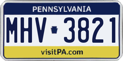 PA license plate MHV3821