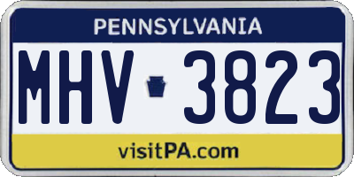PA license plate MHV3823