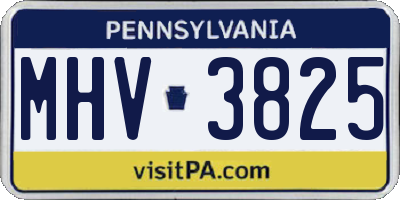 PA license plate MHV3825
