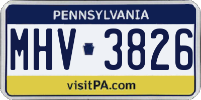 PA license plate MHV3826