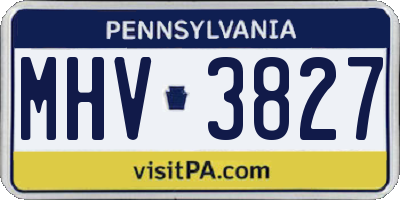 PA license plate MHV3827