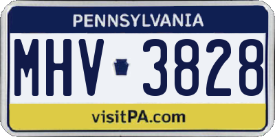PA license plate MHV3828