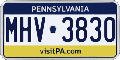 PA license plate MHV3830