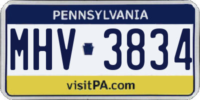 PA license plate MHV3834
